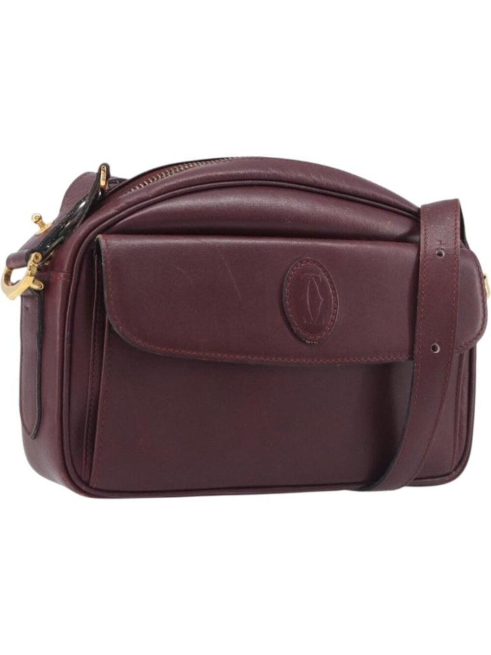 Cartier Must Line Shoulder Bag Leather Bordeaux Gold